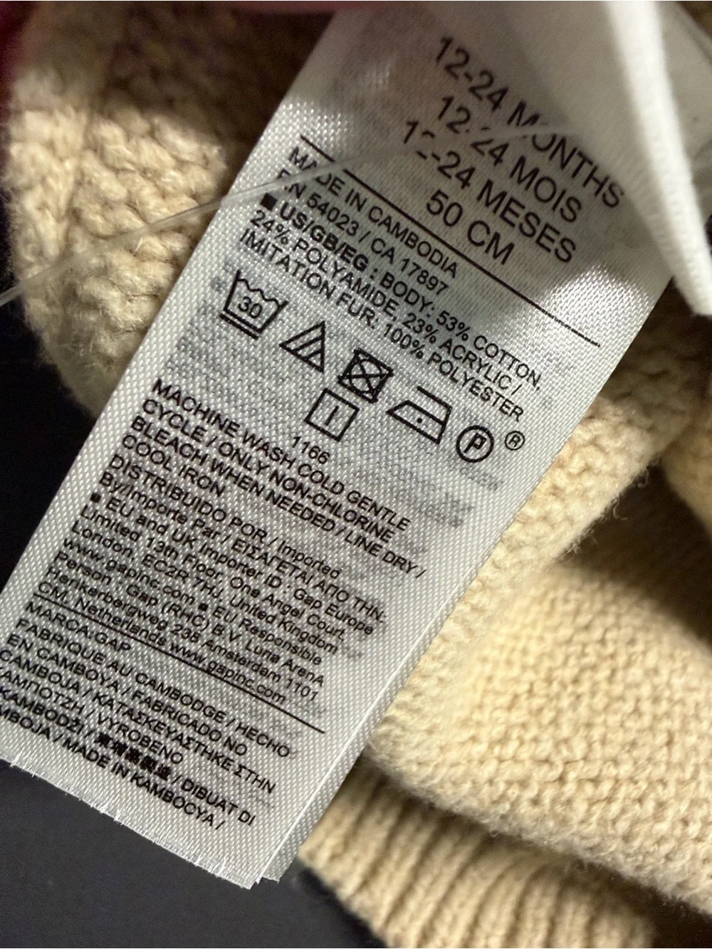BNWT BABY GAP CASHSOFT POM HAT & MITTENS SET OATMEAL HEATHER SIZE 12-24 MONTHS